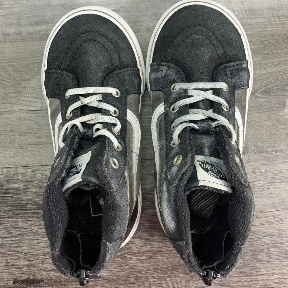 Vans Sk8-Hi MTE Toddler 10 Black Grey High Top Suede Zip Sneakers 751505